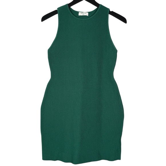 Aritzia Babaton Size M Sculpt Knit Racer Mini Dress Forest Green - Picture 3 of 7